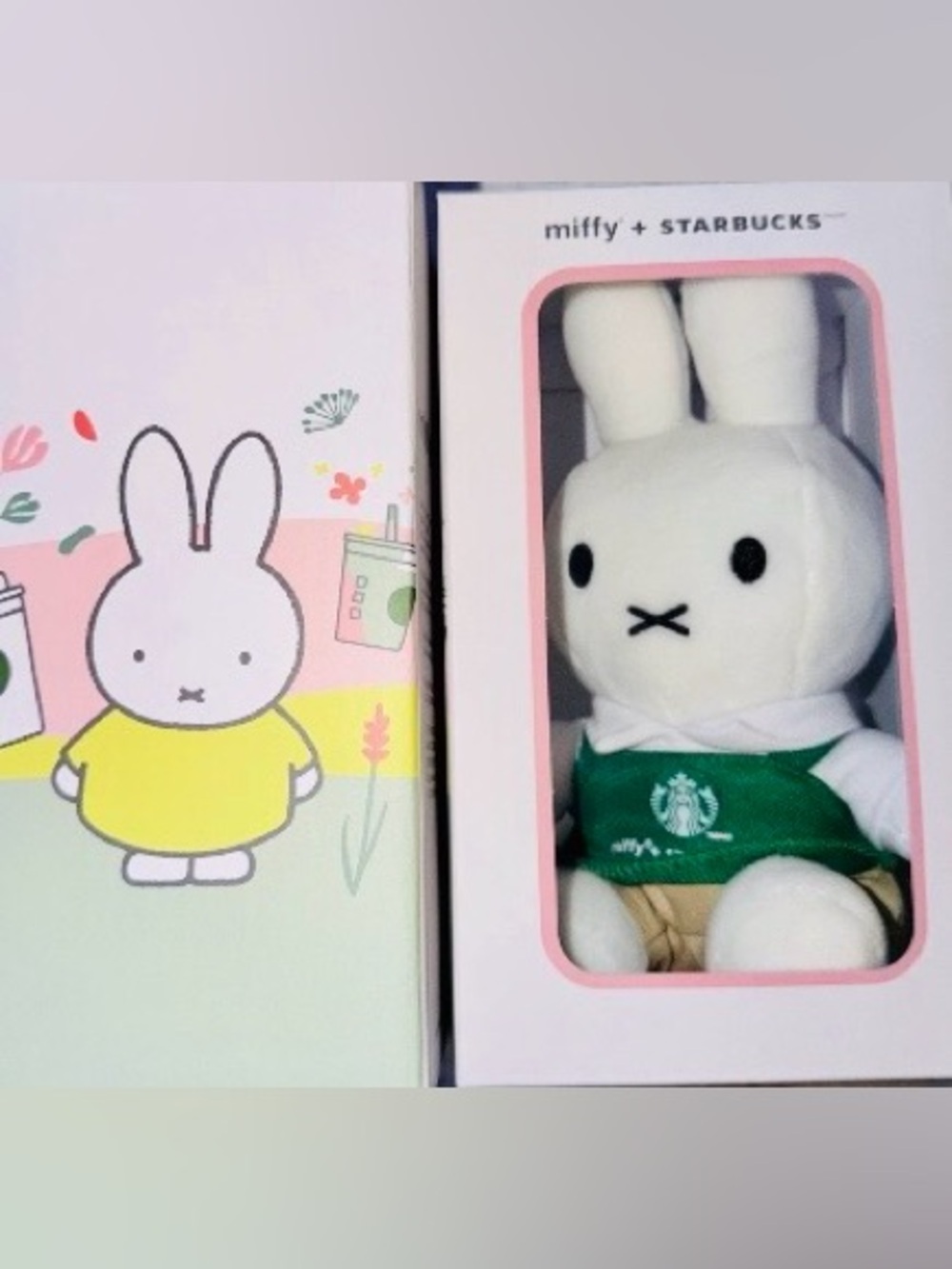 Starbucks White Miffy Bunny Plush with Green Apron